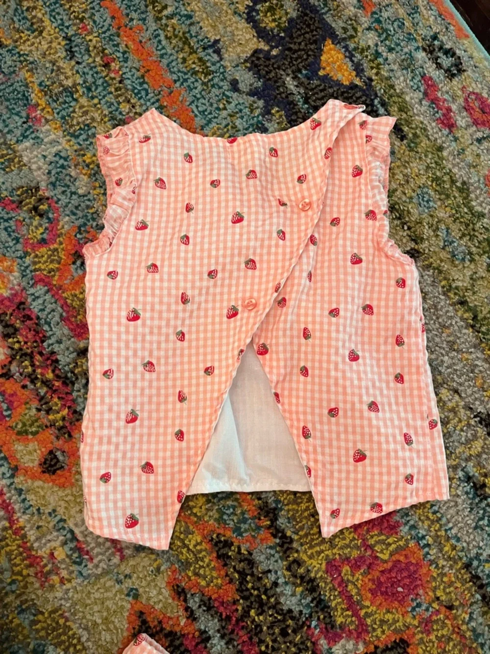 btween Pink Gingham Strawberry 2 piece set - Picture 2 of 3